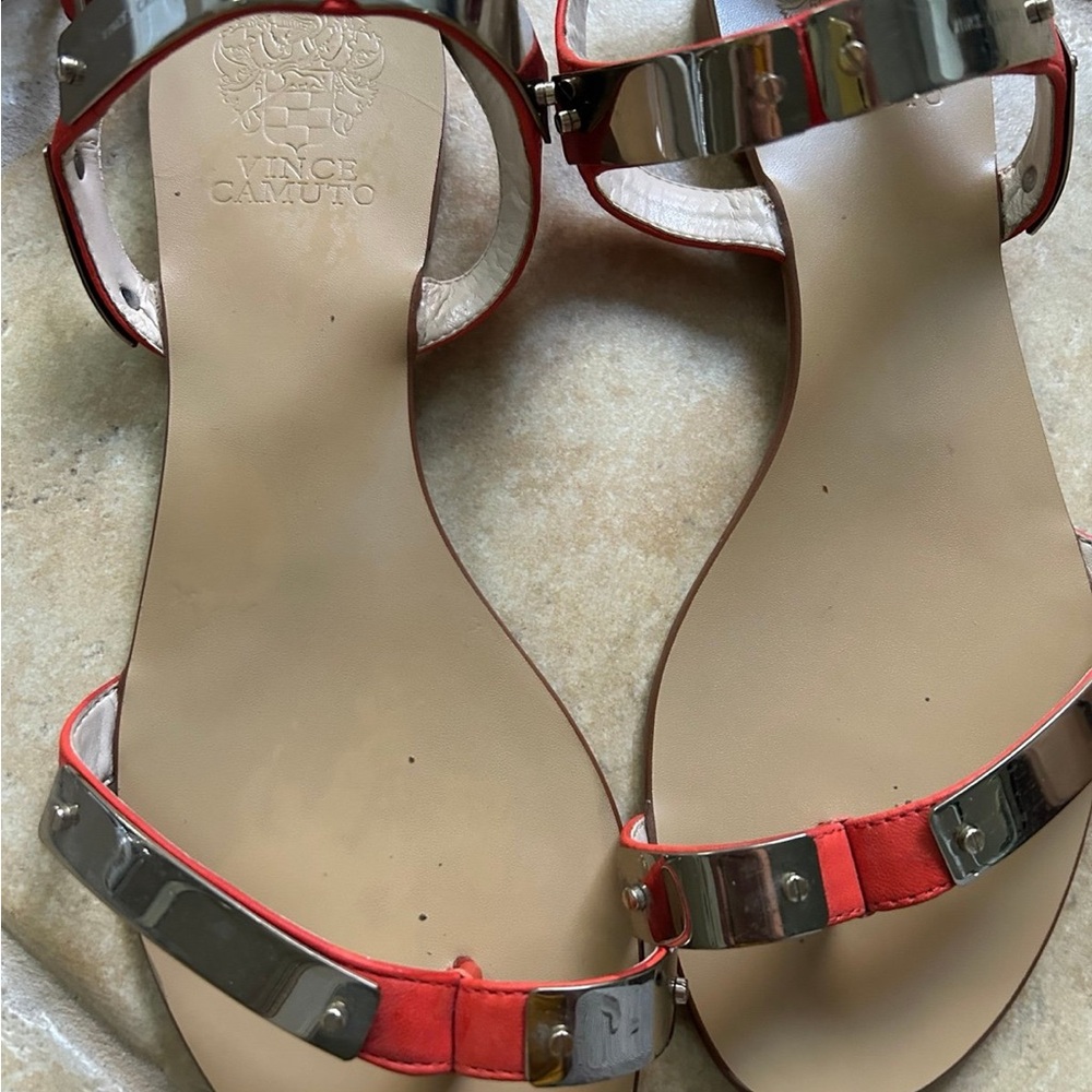 Vince Camuto Red and Silver Strappy Sandals